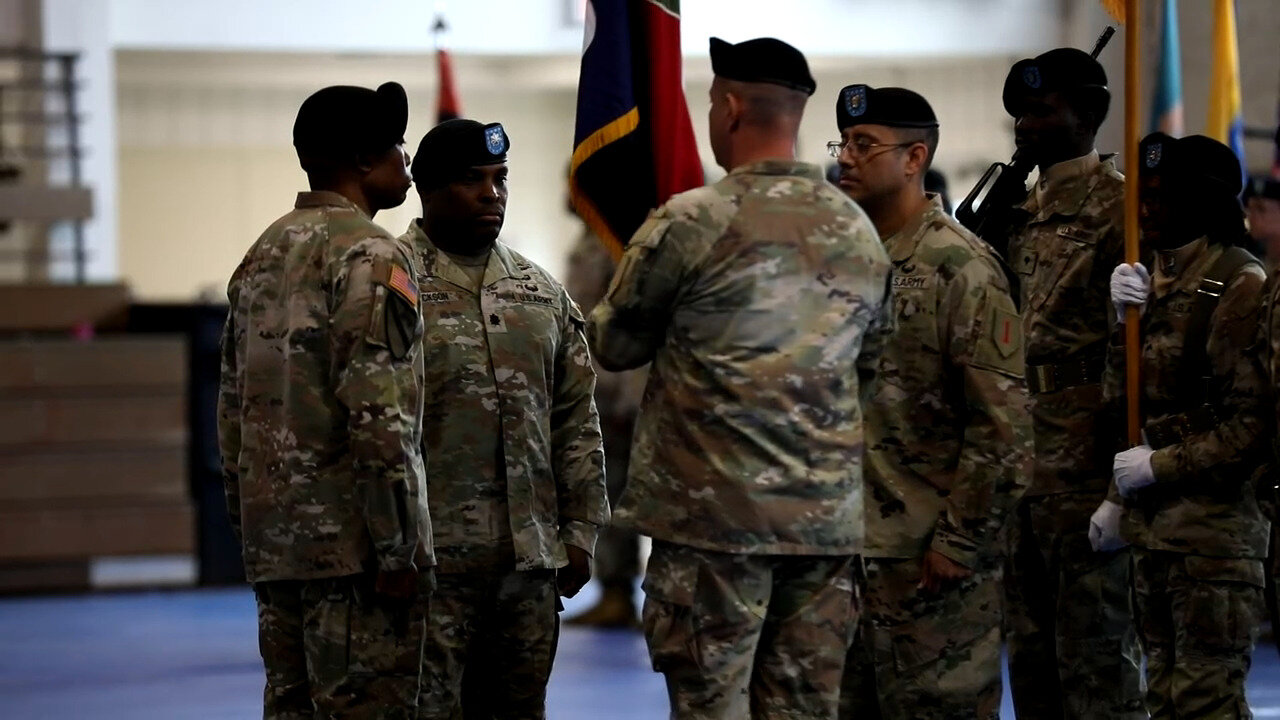 Division Special Troops Battalion Conducts Change of Command (B-Roll)