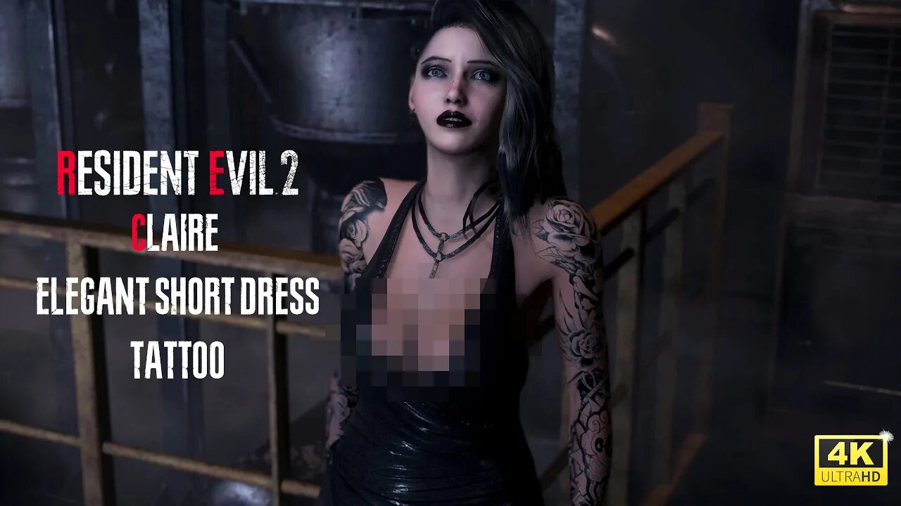 Resident Evil 2 Remake Claire Elegant short dress Tattoo [4K] Exclusive Mod