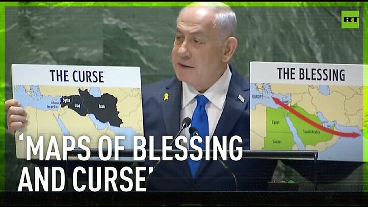 Netanyahu shows ‘maps of blessing and curse’