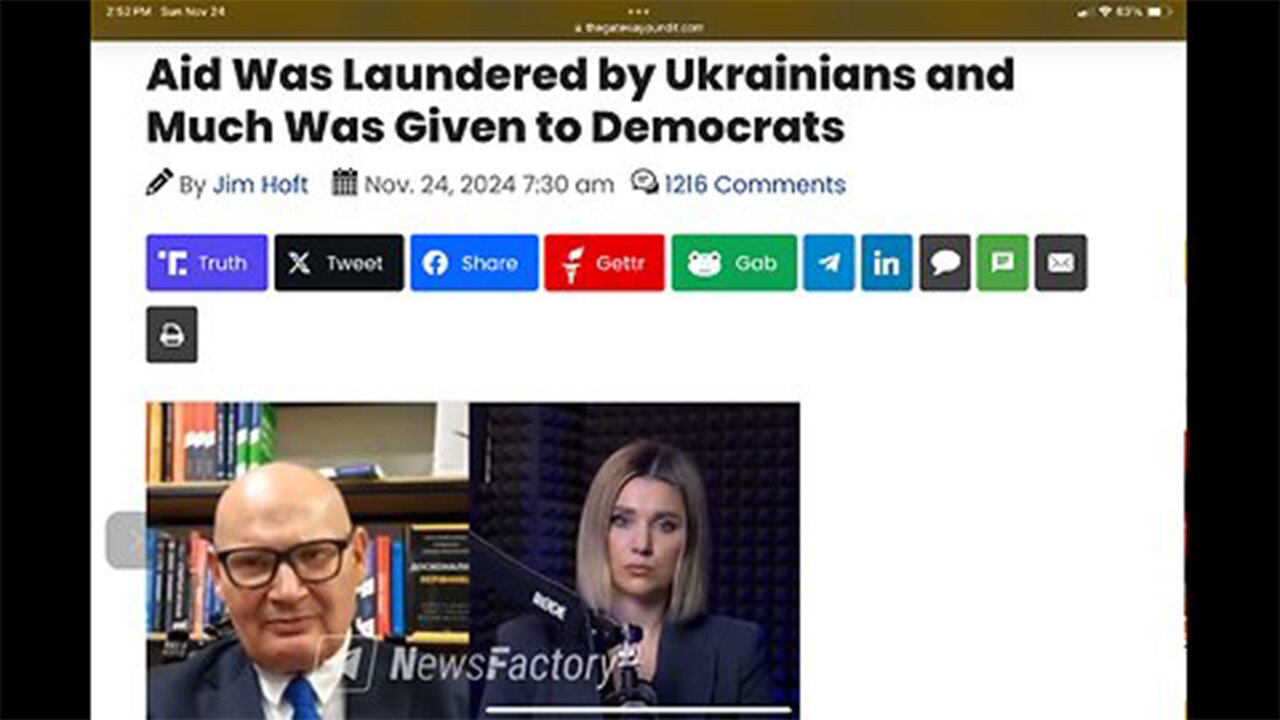 Former Minister: At Least Half of US Aid Was Laundered by Ukrainians and Much Was Given to Democrats