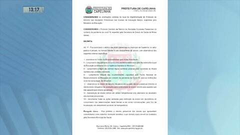 Capelinha prepara retorno às aulas presenciais para 8 de novembro