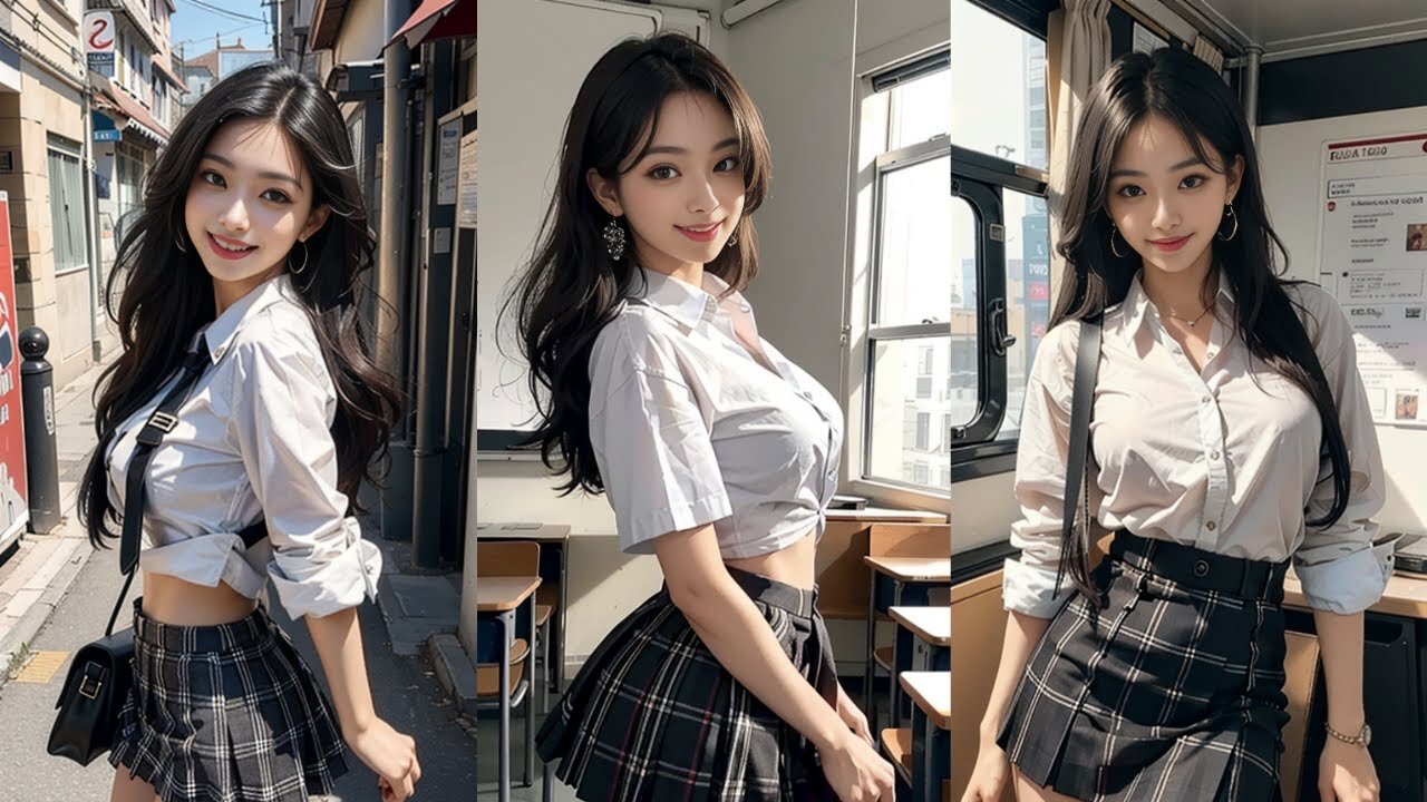 School Girl [4K AI Lookbook] Sexy girl AI art lookbook model