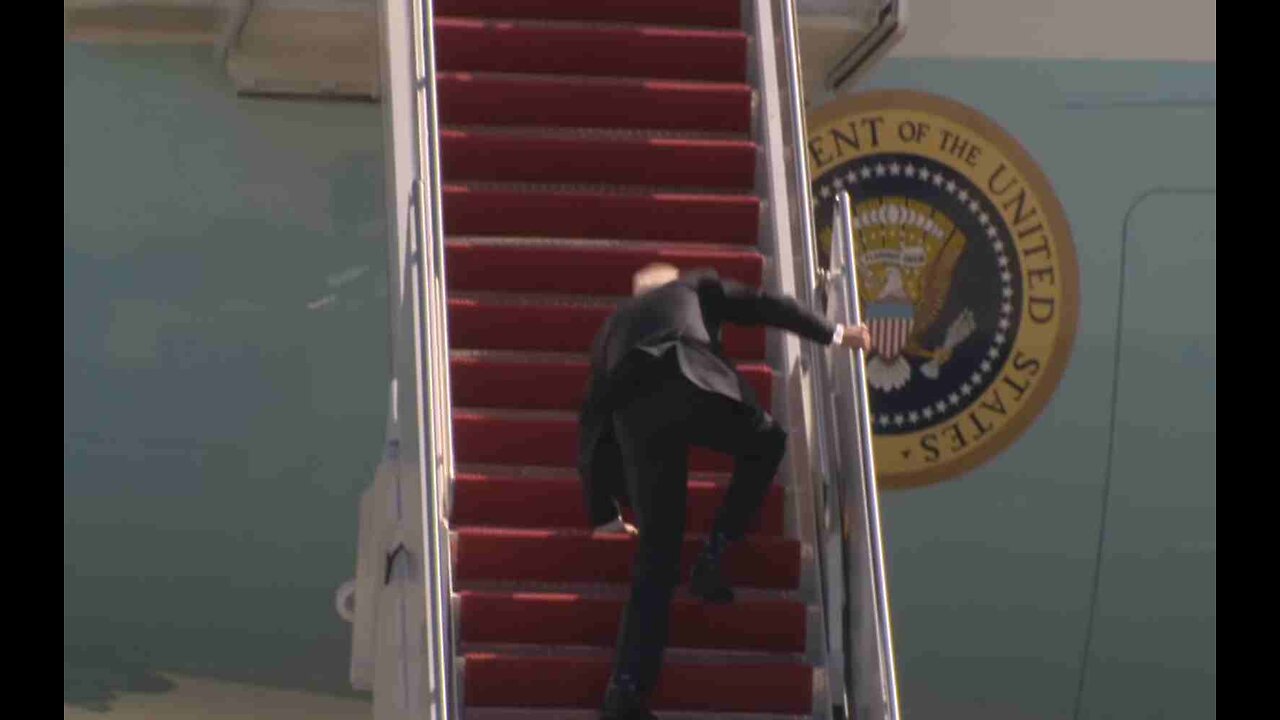 Biden Stumbles Again While Trying To Climb Stairs of Air Force One