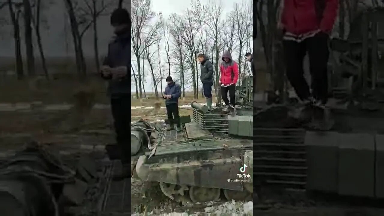 Locals investigating abandoned tanks