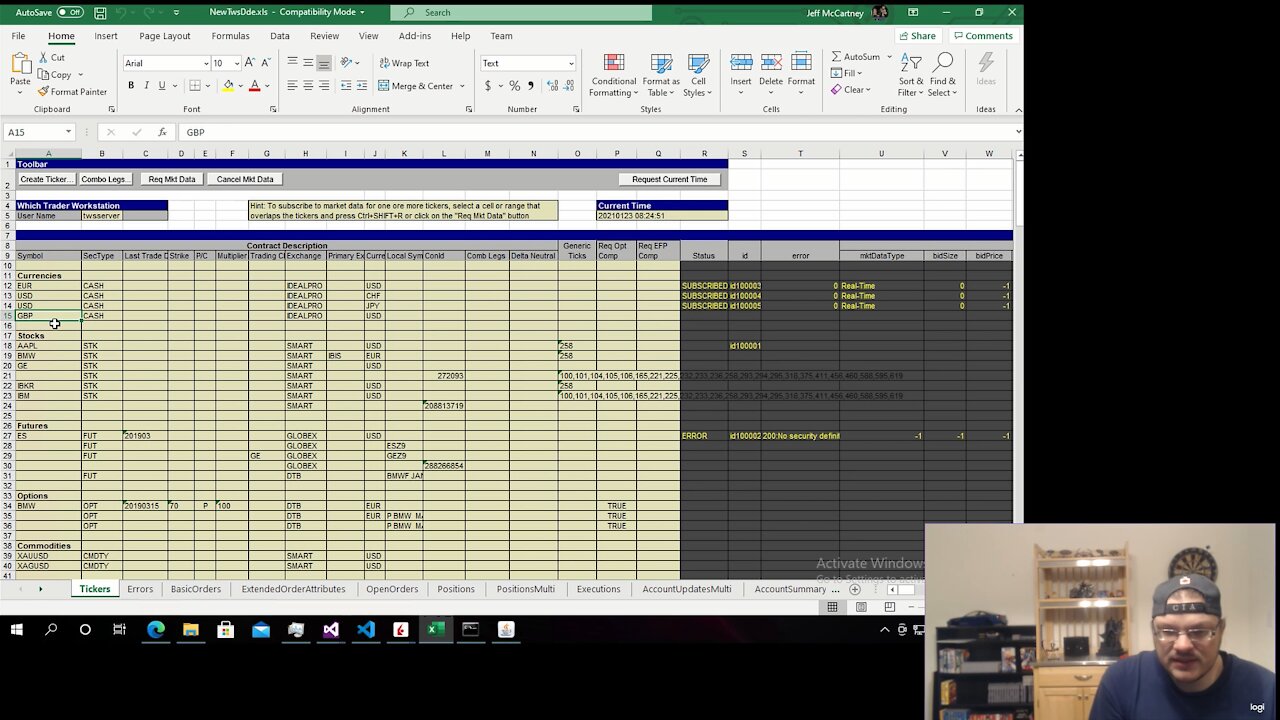 Overview of Excel with Interactive Brokers