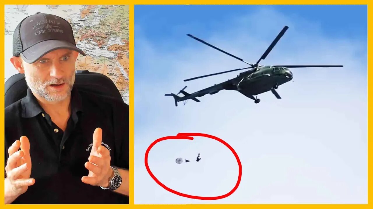 Bizarre Footage Of Russian Marines Parachuting From A Helicopter | News From Ukraine