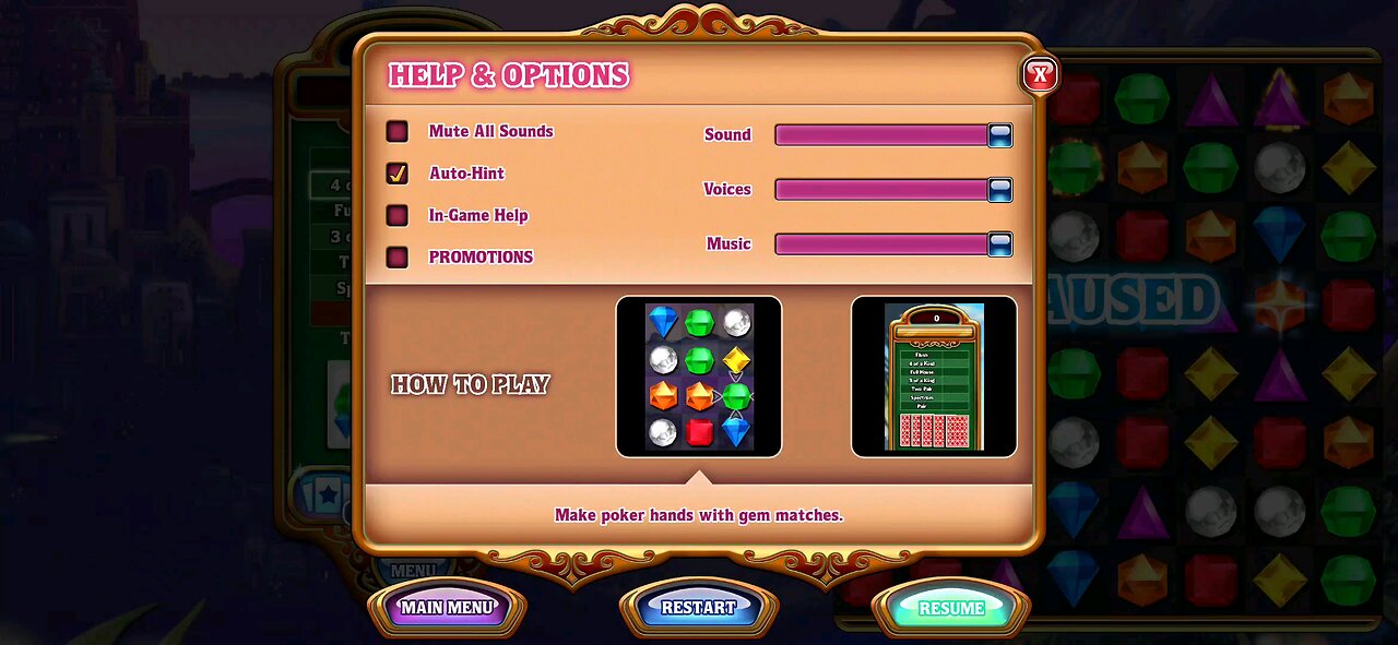 bejeweled classic poker gameplay