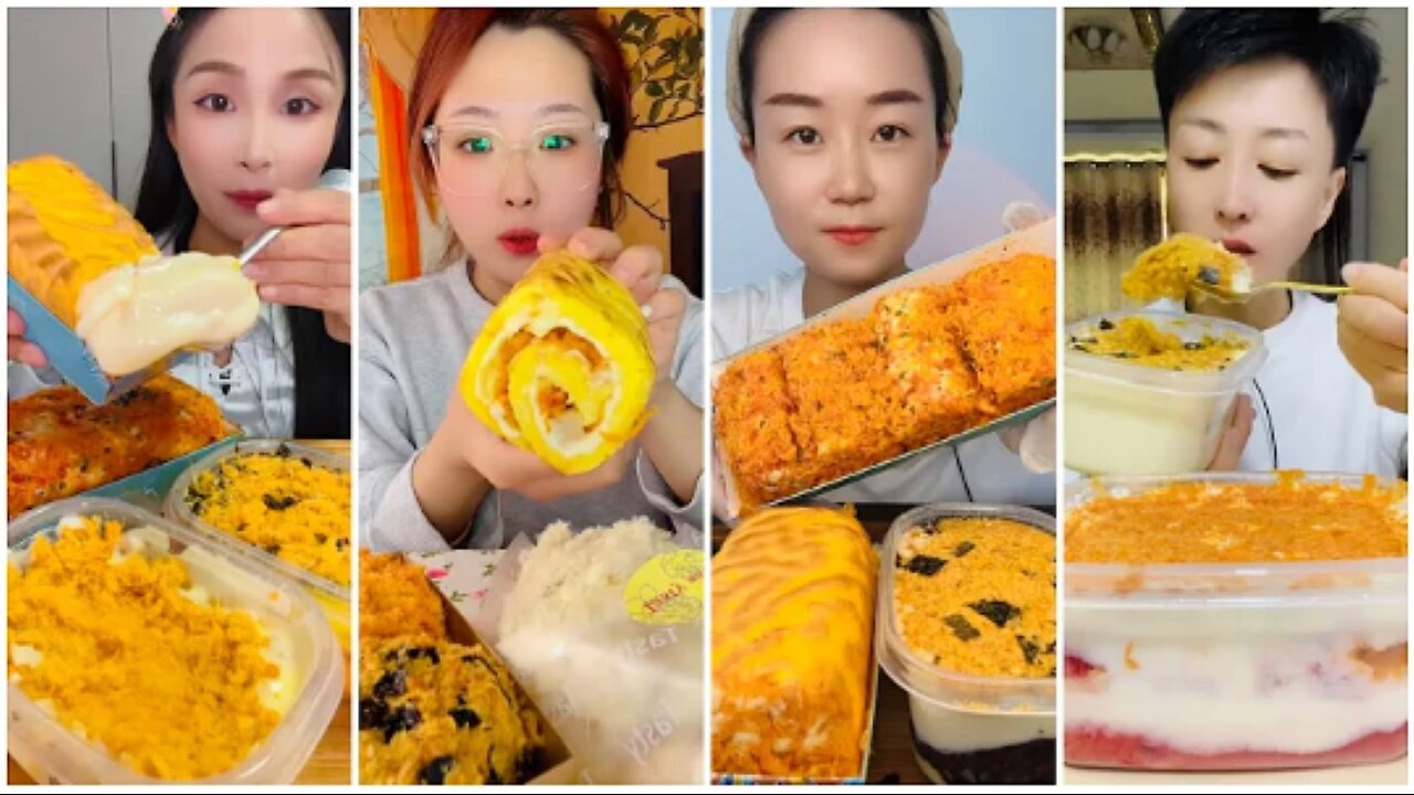 ASMR MUKBANG BIG BITES EATING JAMBON CAKE AND MEAT 🥩 ROLL BREAD 🥖 #52 Kwai Eating Shows