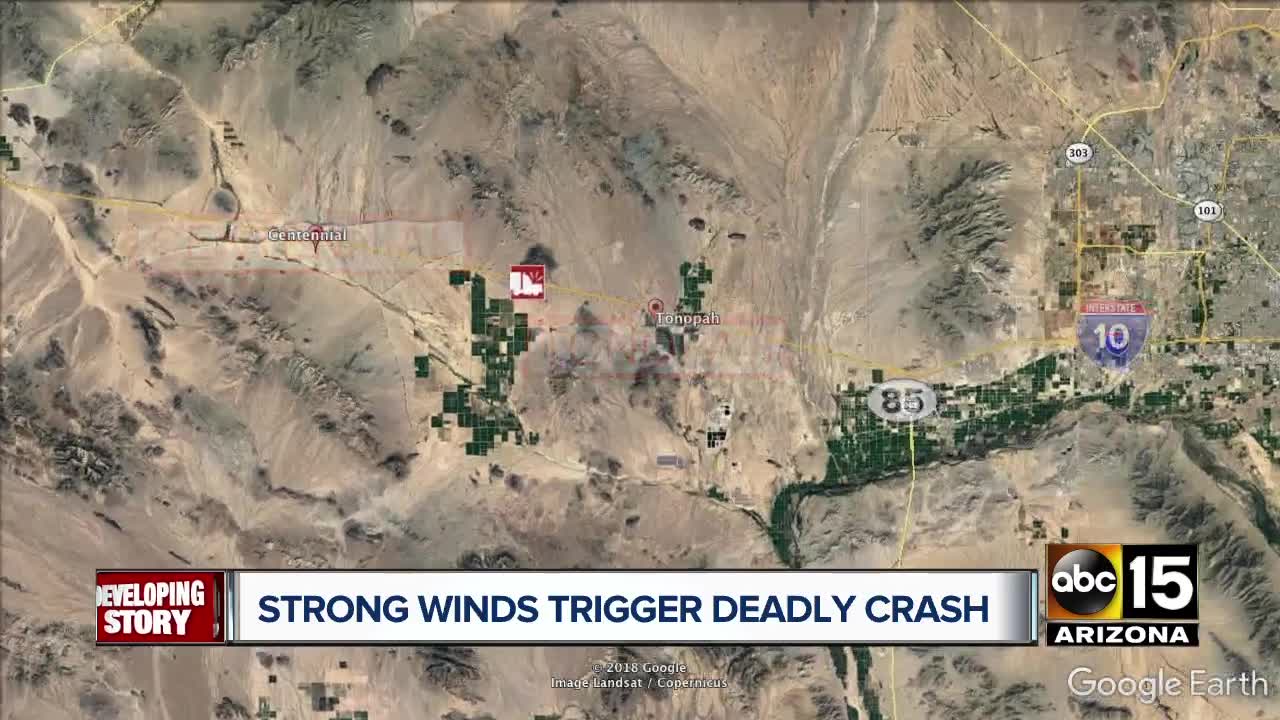 Strong winds trigger deadly crash on I-10