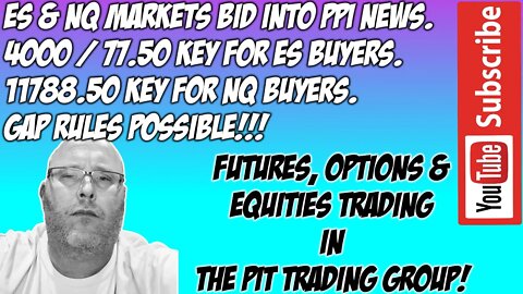 Markets Bid Into PPI News - ES NQ Futures Premarket Trade Plan - The Pit Futures Trading