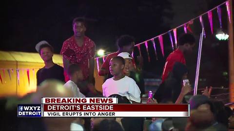 Vigil erupts in anger on Detroit's east side