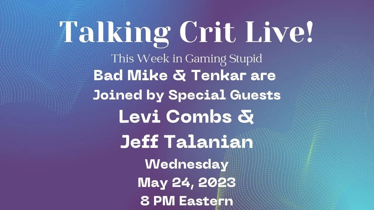 Talking Crit Live! w/ Levi Combs & Jeff Talanian Tonight @ 8 PM Eastern