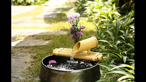 Lifegard Aquatics 12” Bamboo Fountain Kit with Pump & Plant Holder Complete Indoor