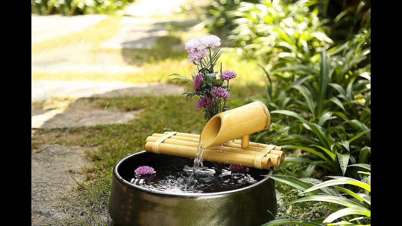 Lifegard Aquatics 12” Bamboo Fountain Kit with Pump & Plant Holder Complete Indoor