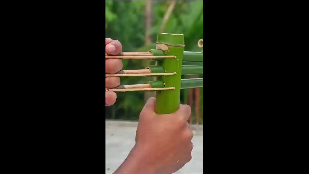 bamboo slingshot with 3 arrows #diy #viral