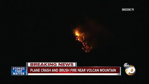Plane crash and brush fire near Volcan Mountain