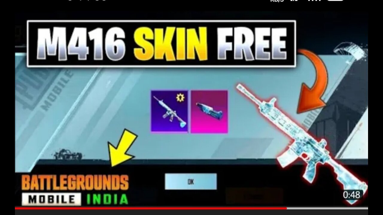 PUBG MOBILE / BGMI Free M416 Glacier Skin in Mail Box