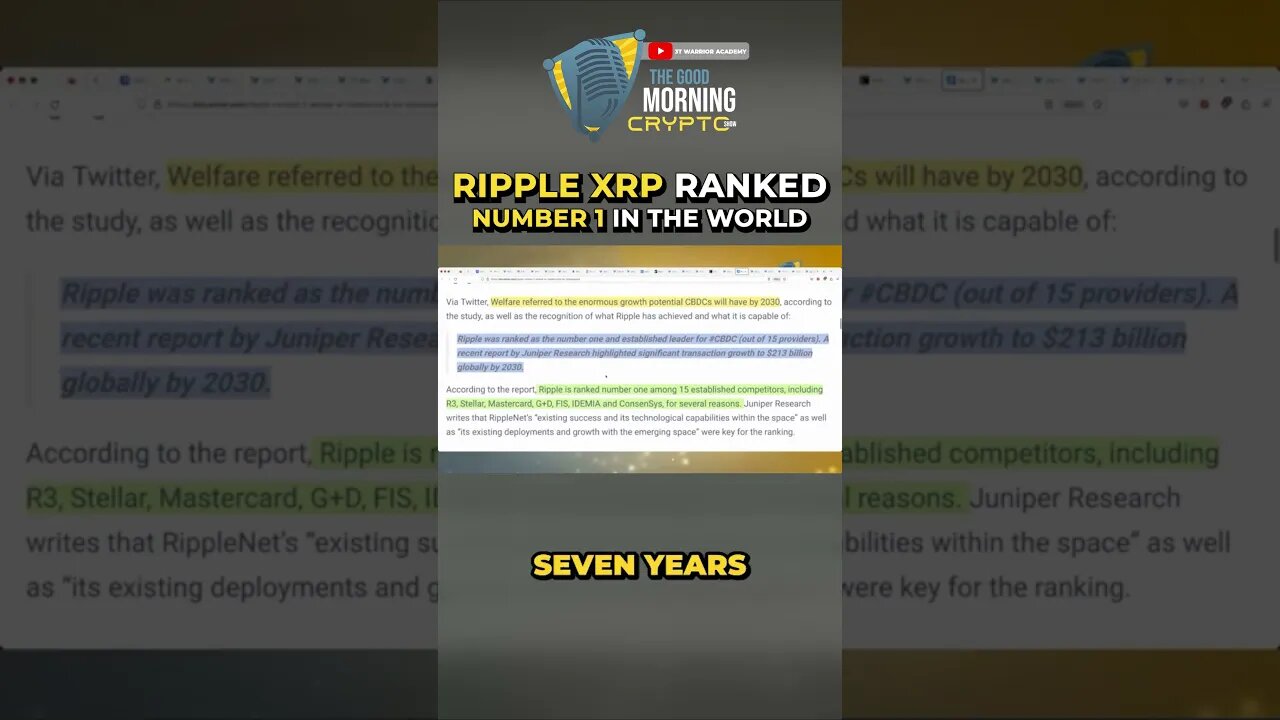 Ripple XRP Ranked Number 1 In The World #ripple #xrp #crypto #shorts