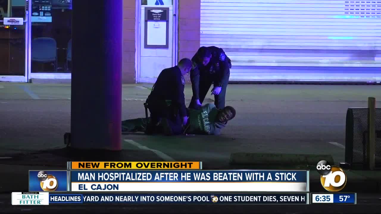 Man arrested on suspicion of beating other man with stick