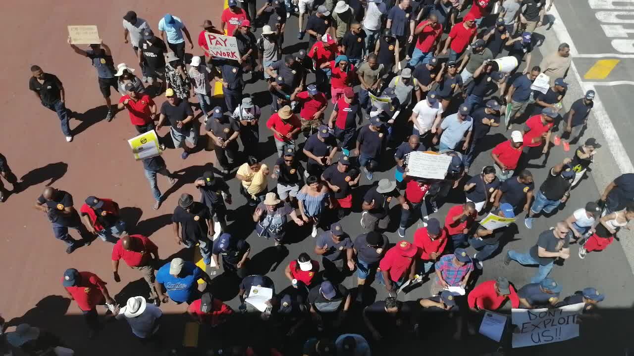 SOUTH AFRICA - Cape Town - SAMWU Firefighters March (Video) (pnr)