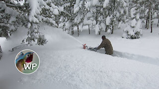 Little Snowblower that Could. Clearing Driveway of the Colorado Mountain House