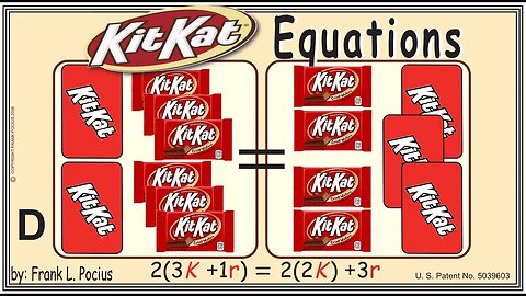 VISUAL KITKAT 2(3K+1r)=2(2K)+3r EQUATION _ SOLVING BASIC EQUATIONS _ SOLVING BASIC WORD PROBLEMS