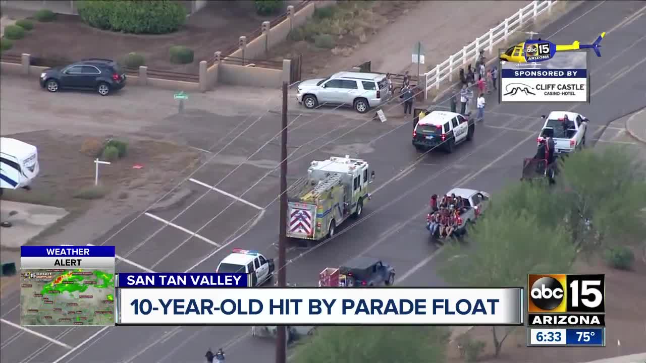 10-year-old hit after running to parade float in San Tan Valley