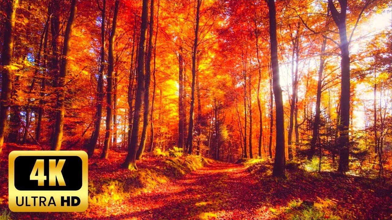 4K Amazing Autumn Forest with Guitar Music🍁4K Autumn Ambience & Fall Foliage