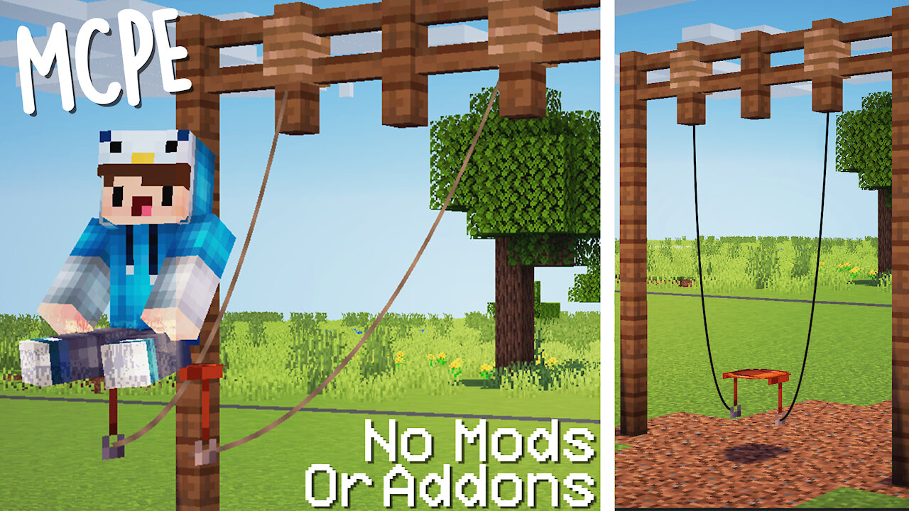 Minecraft PE: How to Build A Working Swing | No Mods