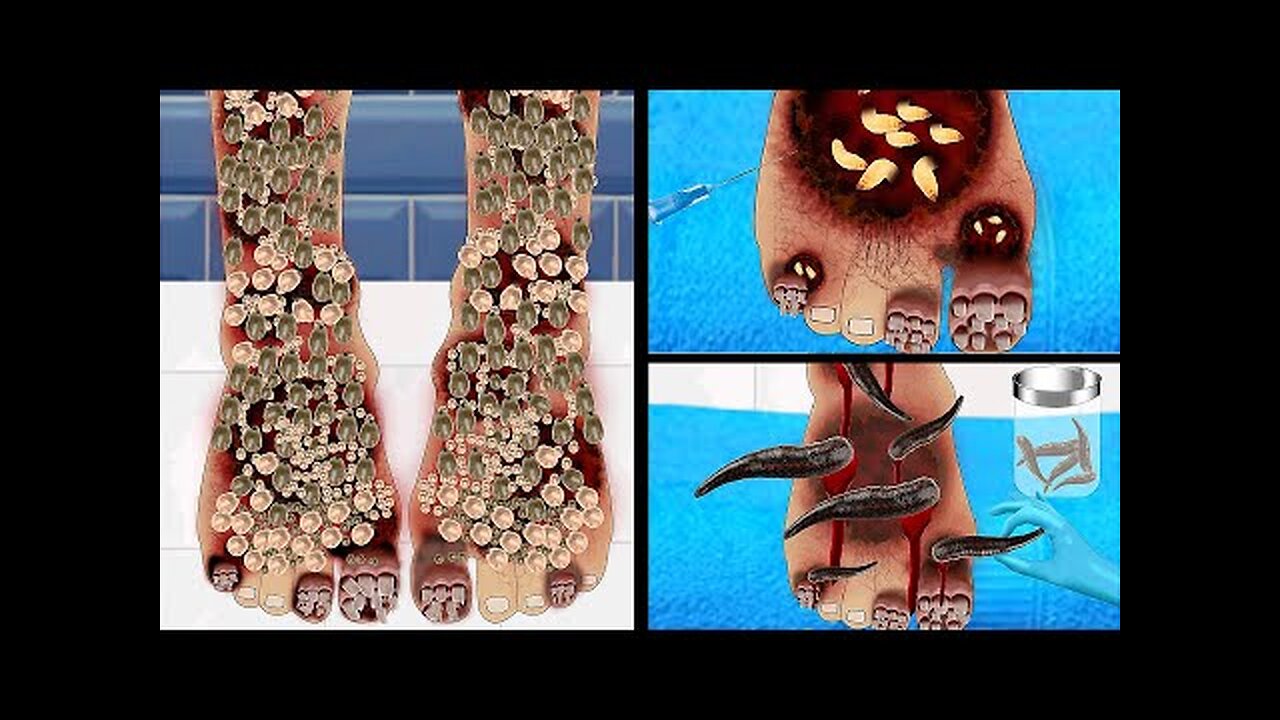 ASMR ANIMATION｜a girl bitten by a leech｜foot treatment