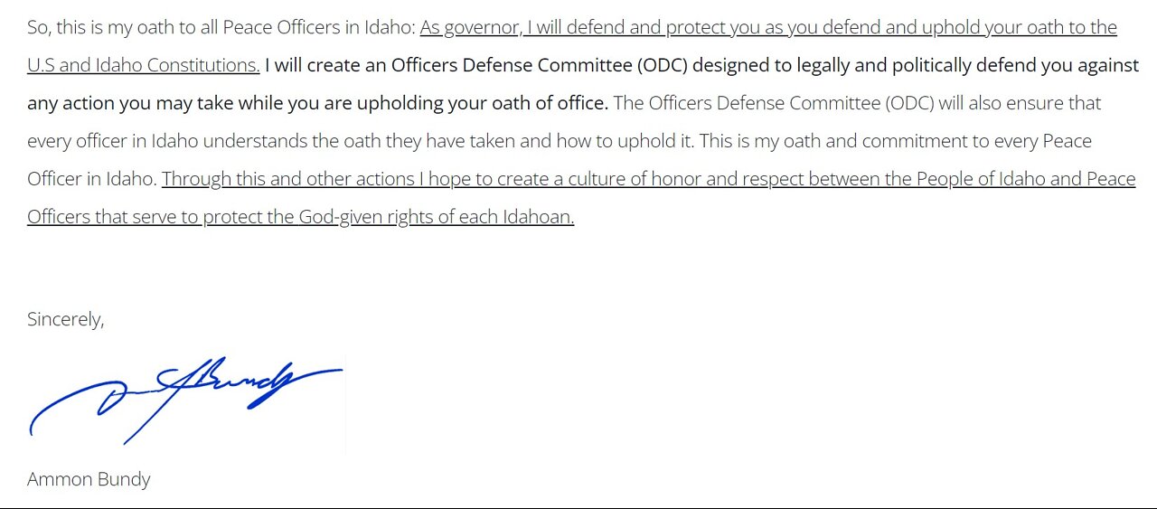 #AmmonBundy #MAGAInterviewBundy - Part 1 - Clip 7 - #OathToPeaceOfficersInIdaho Concluded