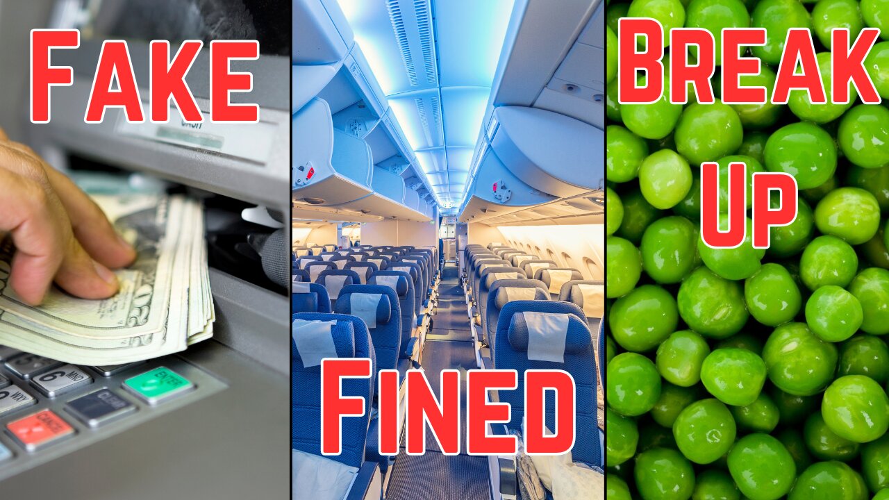 ATM Withdrawals Prop Money, Man Fined $12K For Flight Tantrum & Pea Eating Break Up Story