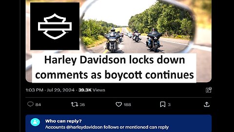 Harley Davison LOCKS all comments as boycott continues