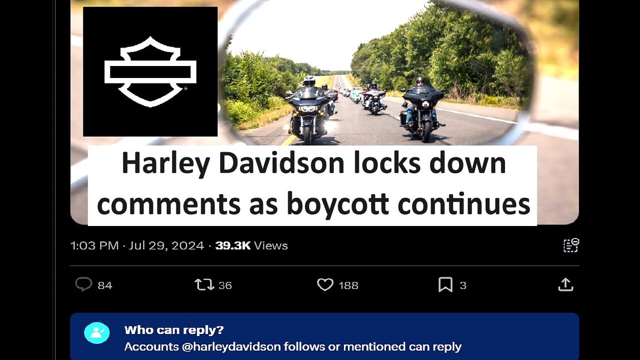 Harley Davison LOCKS all comments as boycott continues