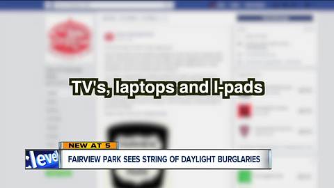 Fairview Park Police report 3 burglaries in 6 days