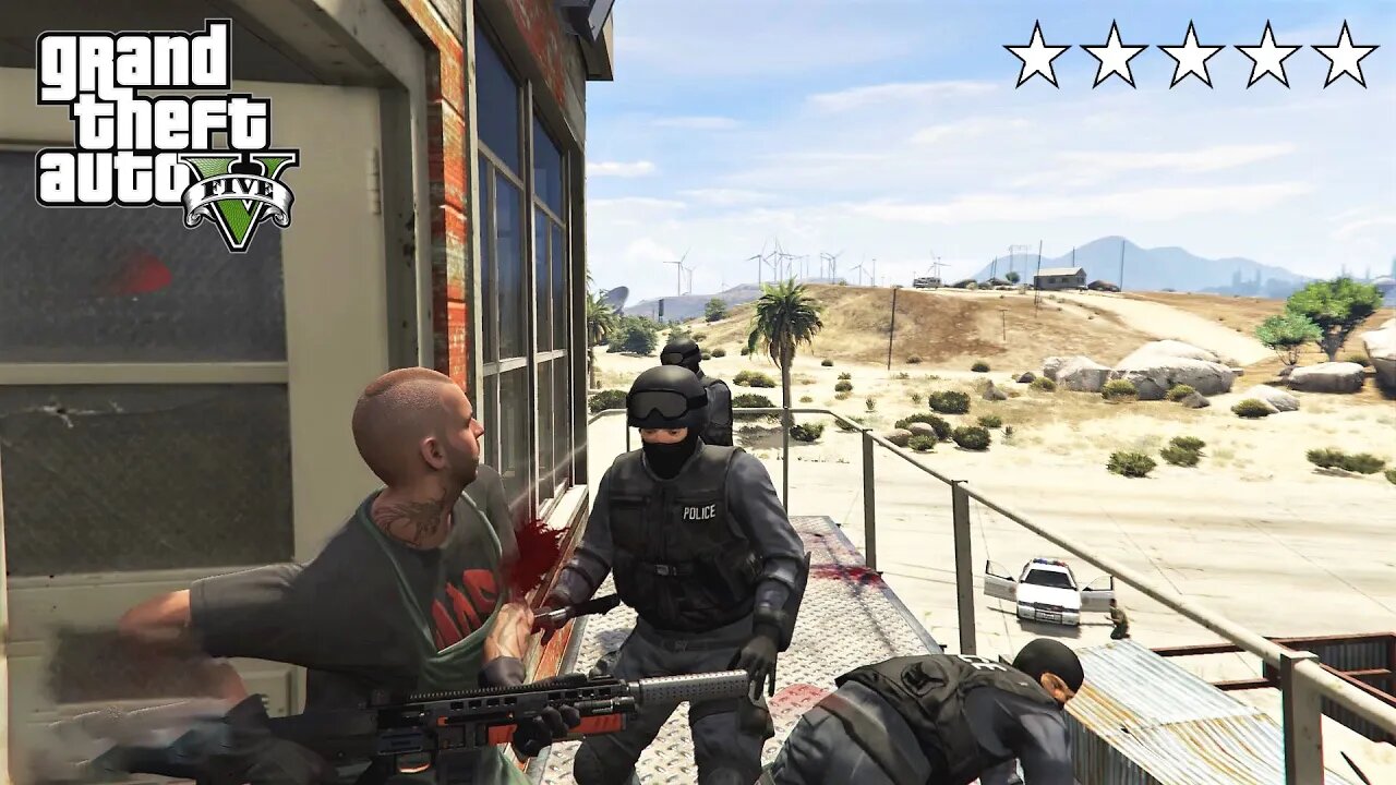 GTA 5 - Chef's FIVE STAR COP BATTLE At The SANDY SHORES AIRFIELD (GTA V Funny Moments)