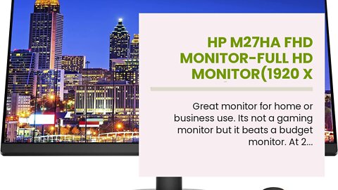 HP M27ha FHD Monitor-Full HD Monitor(1920 x 1080p)- IPS Panel and Built-in Audio-VESA Compatibl...