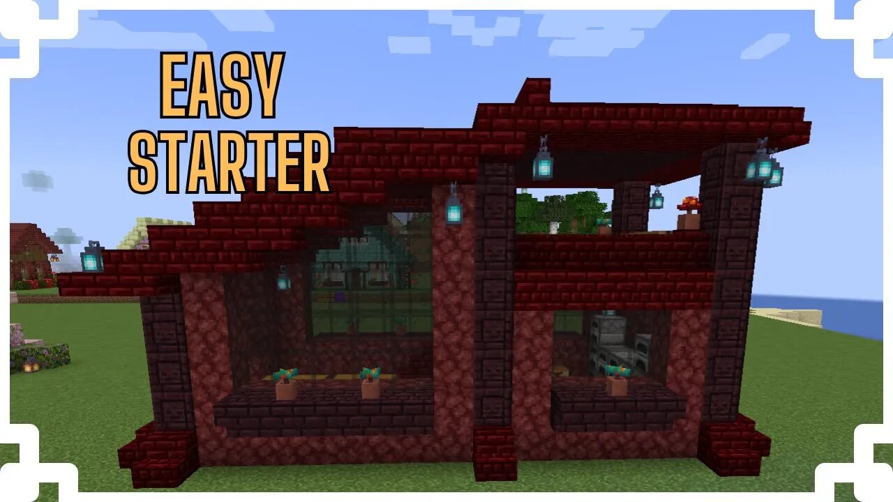 How To Build A Nether Brick Survival Starter House | Minecraft Easy Tutorial