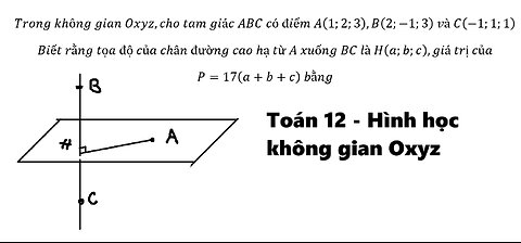 Toán 12: Trong không gian Oxyz,cho tam giác ABC có điểm A(1;2;3),B(2;-1;3) và C(-1;1;1)