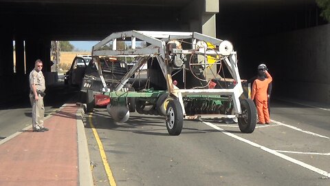 John Deere Stuck In An I-80 Underpass in West Sacramento