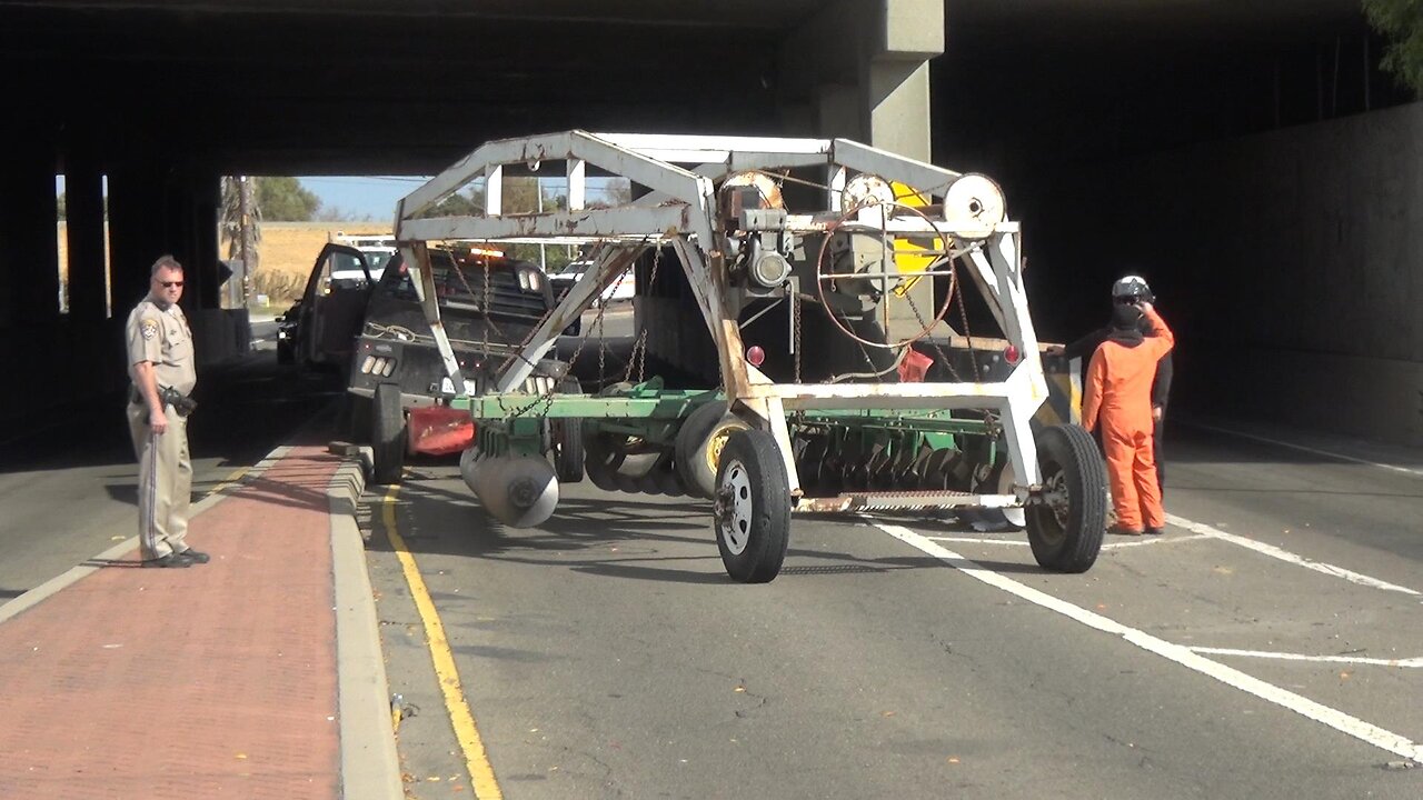 John Deere Stuck In An I-80 Underpass in West Sacramento