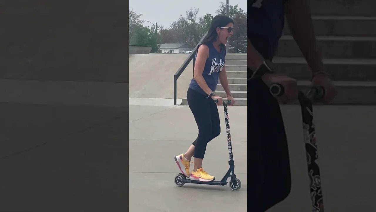 Sarah at the skate park with Molly