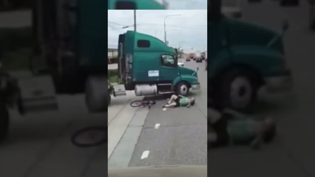 Truck hits biker #shorts