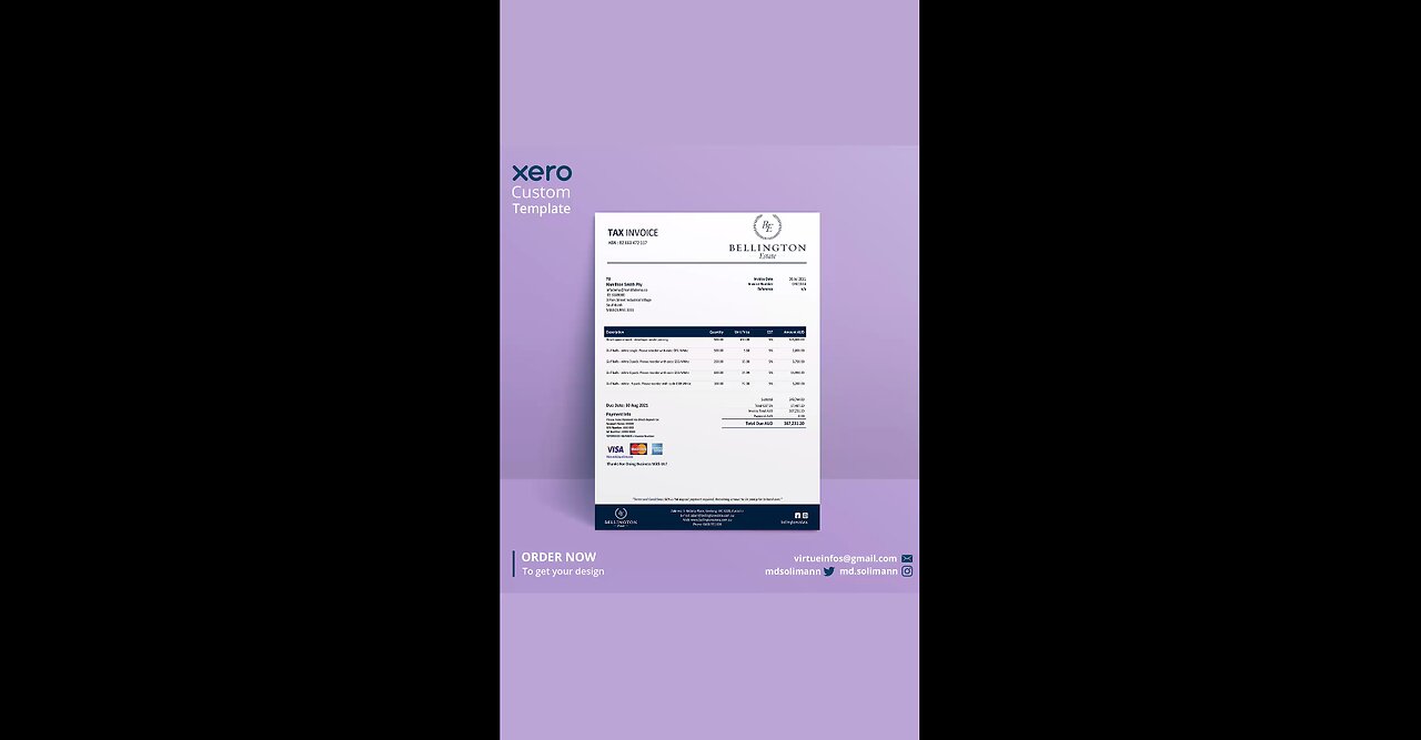 Xero custom template | Xero invoice template | Xero custom docx template #Xero