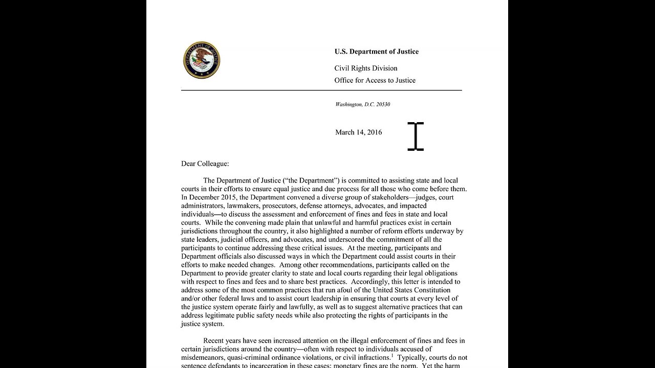 Get Out Of Jail Free DOJ Letter To Corrupt Courts- Child Support-