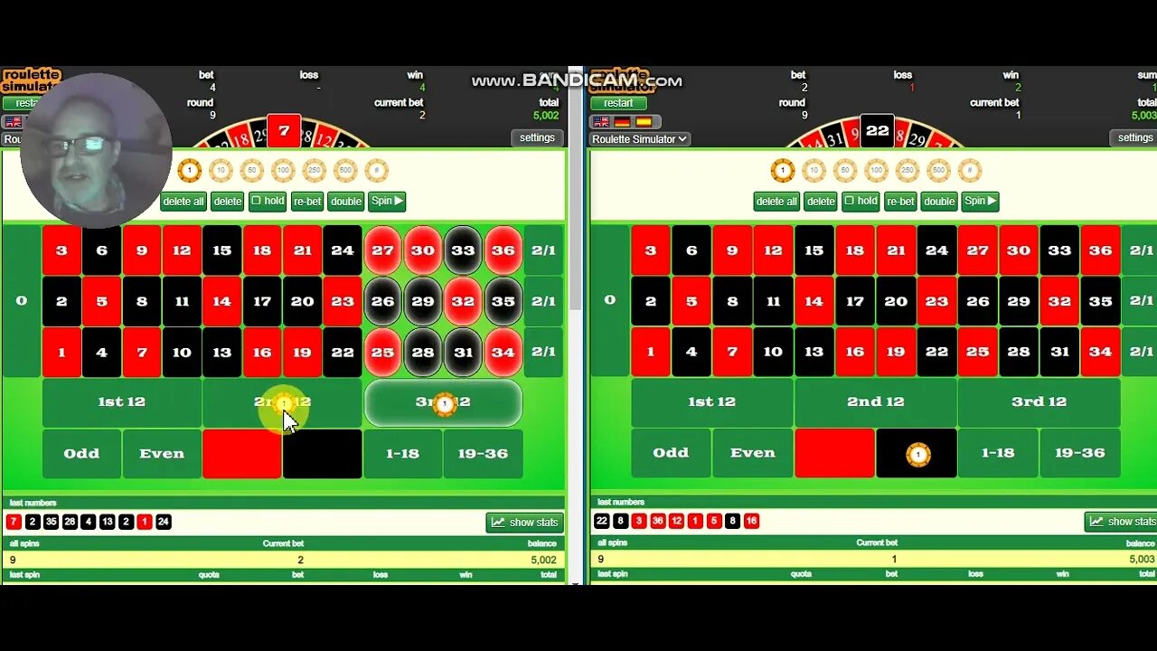 Roulette betting on 2 tables at once .. The magic 4 system