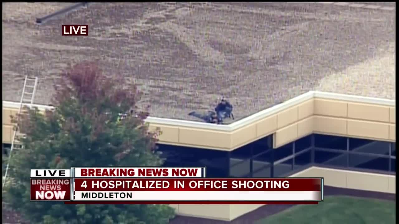 Law Enforcement armed with snipers on rooftops in Middleton