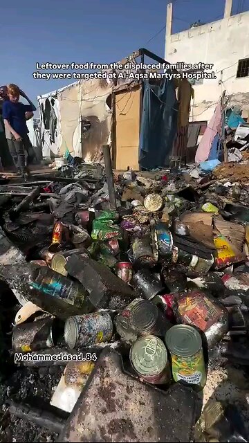 Aftermath of the Al-Aqsa Hospital yard where lsrael burned Palestinians alive.