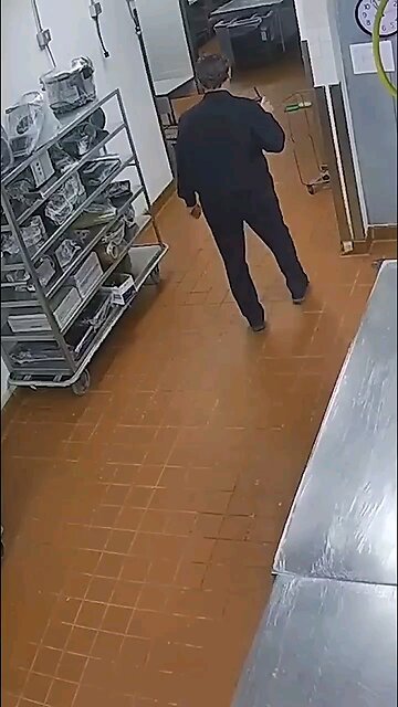 Security guard gets a crap your pants suprise & is very lucky he survived.