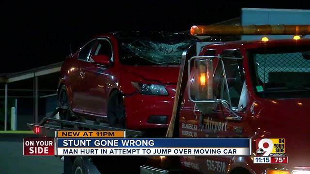 Dance instructor hurt in attempt to jump over moving car